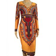Women Dress,Haoricu New Women Summer Casual Deep V-Neck Traditional African Print Party Backless Dresses N4