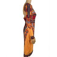 Women Dress,Haoricu New Women Summer Casual Deep V-Neck Traditional African Print Party Backless Dresses N5