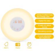 Shengsite Wake Up Light Alarm Clock Radio,Sunrise Simulation Wakes RGB LED Lamp FM Radio and Alarm Clock N7