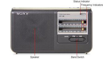 Sony Portable Handy AM/FM Radio with Built-in 3 5/8" Clear Sound Speaker, Earphone Jack, LED Tuning Indicator,... N8