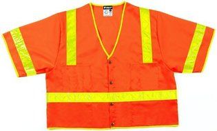 MCR Safety CL3SOVX2 Class 3 Polyester Mesh Safety Vest with 3M Scotchlite 2-Inch Lime Reflective Stripe, Fluorescent...