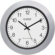 New LA CROSSE TECHNOLOGY WT-3102S 10" Silver &amp; Black Atomic Wall Clock
