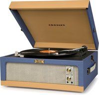 Crosley CR6234A-BT Dansette Junior Portable Turntable with Aux-In, Blue/Tan N2