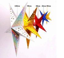 Speller Star Lantern ,With LED Light ,23inch total, Hanging Decoration Paper Star Lam (silver)