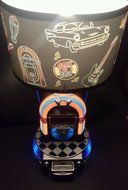 Jukebox with iPod Docking Station and Alarm Clock Table Lamp