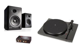 Pro-Ject Debut Carbon DC Turntable with Ortofon 2M Red Cartridge Bundle with Phono Box and Audioengine A5+ Speakers... N4