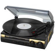 Jensen JTA-230G 3 Speed Stereo Turntable with Built in Stereo Speaker System Supports Vinyl to MP3 Recording,...