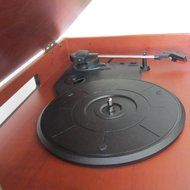 Timestorm XR-179ER Natural Wood Retro Classic Belt-Drive 3-Speed Portable Stereo Turntable N3