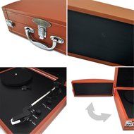 PYLE PVTTBT8BR Bluetooth Classic Vintage Style Vinyl Player Turntable, Vinyl-To-MP3 Record, Rechargeable Battery N9