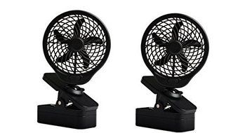 O2 Cool 5 Inch Battery Operated 5 Portable Clip Fan (2 pack) Grey