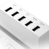 ISelector 8A / 5-Port Desktop USB Charging Station with 1700J 2 Surge Power Strip - Black N11