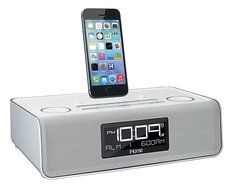 iHome iDL43W Dual Charging Stereo FM Clock Radio with Lightning Dock and USB Charge/Play - White N6