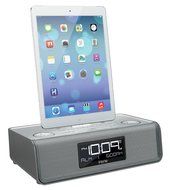 iHome iDL43W Dual Charging Stereo FM Clock Radio with Lightning Dock and USB Charge/Play - White N8