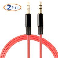 Conwork 2-Pack 4Ft Stereo Male to Male 3.5mm Auxiliary Extension Cable Tangle-Free with Gold Plated Connectors... N3