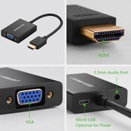 Ugreen Active HDMI to VGA Adapter Converter with Audio and Mirco USB Converter Premium Aluminum Case for Apple... N3