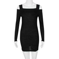 Women Dress,Haoricu Fall Women Crew Neck Long Sleeve Off Shoulder Knit Knitwear Short Mini Dress N14