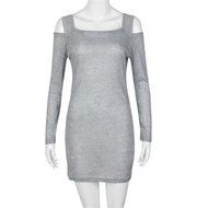 Women Dress,Haoricu Fall Women Crew Neck Long Sleeve Off Shoulder Knit Knitwear Short Mini Dress N15