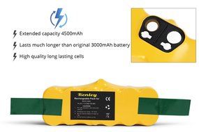 [High Capacity] Kenley 4500mAh 14.4v Ni-MH APS Replacement Battery for iRobot Roomba 80501 500 560 630 650 770... N5
