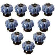 KINGSO 10pcs Pumpkin Ceramic Door Knobs Drawer Pull Handle Cabinet Cupboard Wardrobe N21