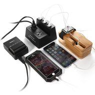 ISelector 8A / 5-Port Desktop USB Charging Station with 1700J 2 Surge Power Strip - Black N14