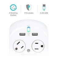 360 Electrical 36038 Revolve Surge Protector with 4 Rotating Outlets and 3.4 Amp/17W USB Charging N3