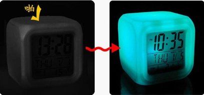 DZT1968&reg; 7 LED Color Temperature Change Square Digital Alarm Clock N3