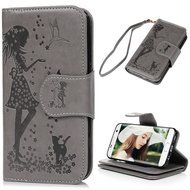 Badalink Galaxy S7 Edge Wallet Case 9 Card Slots Plastic Mirror Hand Strap Stand Feature Embossed PU Leather Flip... N48
