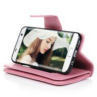 Badalink Galaxy S7 Edge Wallet Case 9 Card Slots Plastic Mirror Hand Strap Stand Feature Embossed PU Leather Flip... N55
