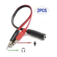 Seadream 2Pack 3.5mm Female to Dual 3.5 Male Headset Mic &amp; Stereo Audio Y Splitter Cable Adpter (2pack Black) N2