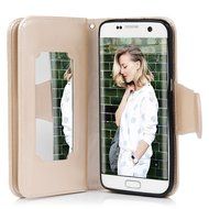 Badalink Galaxy S7 Edge Wallet Case 9 Card Slots Plastic Mirror Hand Strap Stand Feature Embossed PU Leather Flip... N61