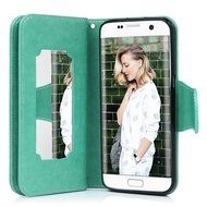 Badalink Galaxy S7 Edge Wallet Case 9 Card Slots Plastic Mirror Hand Strap Stand Feature Embossed PU Leather Flip... N64