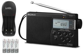 Sony Portable AM/FM Transistor Radio with Built-in Speaker, Headphone Jack, LED Tuning Indicator &amp; Carry Strap... N18