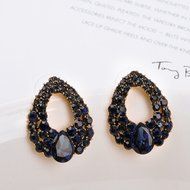 KAKA(TM) Women Girl Korean Stylish Black Four-leaf Glass Pearl Beauty Earing Accessories N19