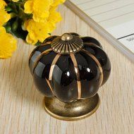 KINGSO 10pcs Pumpkin Ceramic Door Knobs Drawer Pull Handle Cabinet Cupboard Wardrobe N24