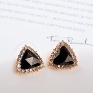KAKA(TM) Women Girl Korean Stylish Black Four-leaf Glass Pearl Beauty Earing Accessories N23