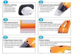 Light Seller Turbo 100W Portable Wet &amp; Dry Car Home Mini Handheld Vacuum Cleaner W/ 4.5M Cable (YWHL-XCQ-OR)
