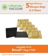 5 Bissell Zing Bags &amp; 2 Filters Fit Zing 22Q3 Series Vacuum Cleaner &amp; Total Home Cleaning Canister, Compare to...