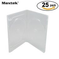 Maxtek 14mm Clear Standard Double Capacity DVD Case with Outter Clear Sleeve, 25 pieces pack