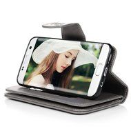 Badalink Galaxy S7 Edge Wallet Case 9 Card Slots Plastic Mirror Hand Strap Stand Feature Embossed PU Leather Flip... N67