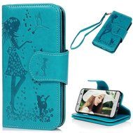 Badalink Galaxy S7 Edge Wallet Case 9 Card Slots Plastic Mirror Hand Strap Stand Feature Embossed PU Leather Flip... N69