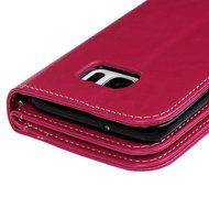 Badalink Galaxy S7 Edge Wallet Case 9 Card Slots Plastic Mirror Hand Strap Stand Feature Embossed PU Leather Flip... N74