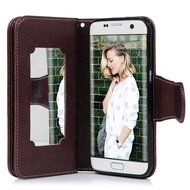 Badalink Galaxy S7 Edge Wallet Case 9 Card Slots Plastic Mirror Hand Strap Stand Feature Embossed PU Leather Flip... N76