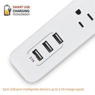 Bestten Multi-Functional Charging Station Tower: 6-Outlet Surge Protector with 4 USB Charging Ports (4.2A Total... N18