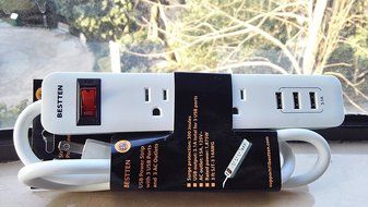 Bestten Multi-Functional Charging Station Tower: 6-Outlet Surge Protector with 4 USB Charging Ports (4.2A Total... N20