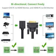 DVI to HDMI Adapter Cable, Ugreen HDMI Female to DVI D Male Video Cable, HDMI to DVI 24+1 Converter 1080P for... N6