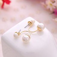 KAKA(TM) Women Girl Korean Stylish Black Four-leaf Glass Pearl Beauty Earing Accessories N25