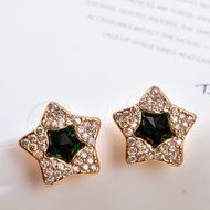 KAKA(TM) Women Girl Korean Stylish Black Four-leaf Glass Pearl Beauty Earing Accessories N28