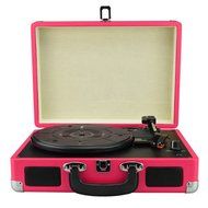 DigitNow! M41O Portable Suitcase Turntable Vinyl Record Player with Built-In Speaker(Orange) N3