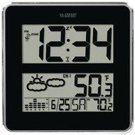 New LA CROSSE TECHNOLOGY 512B-811 Large-Digit Atomic Clock with Indoor/Outdoor Temperature &amp; Forecast