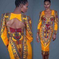 Women Dress,Haoricu New Women Summer Casual Deep V-Neck Traditional African Print Party Backless Dresses N7